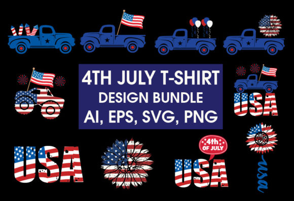 4th July T-Shirt Design Bundle