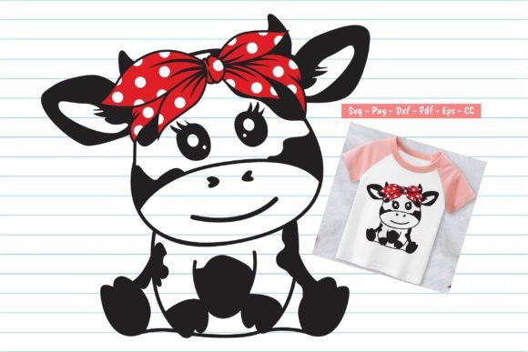 Cute Cow with Bandana Svg: Graphics & Print Templates