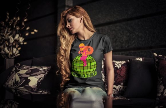 WORLD THIEF FUNNY T-SHIRT DESIGN: Graphics & Print Templates